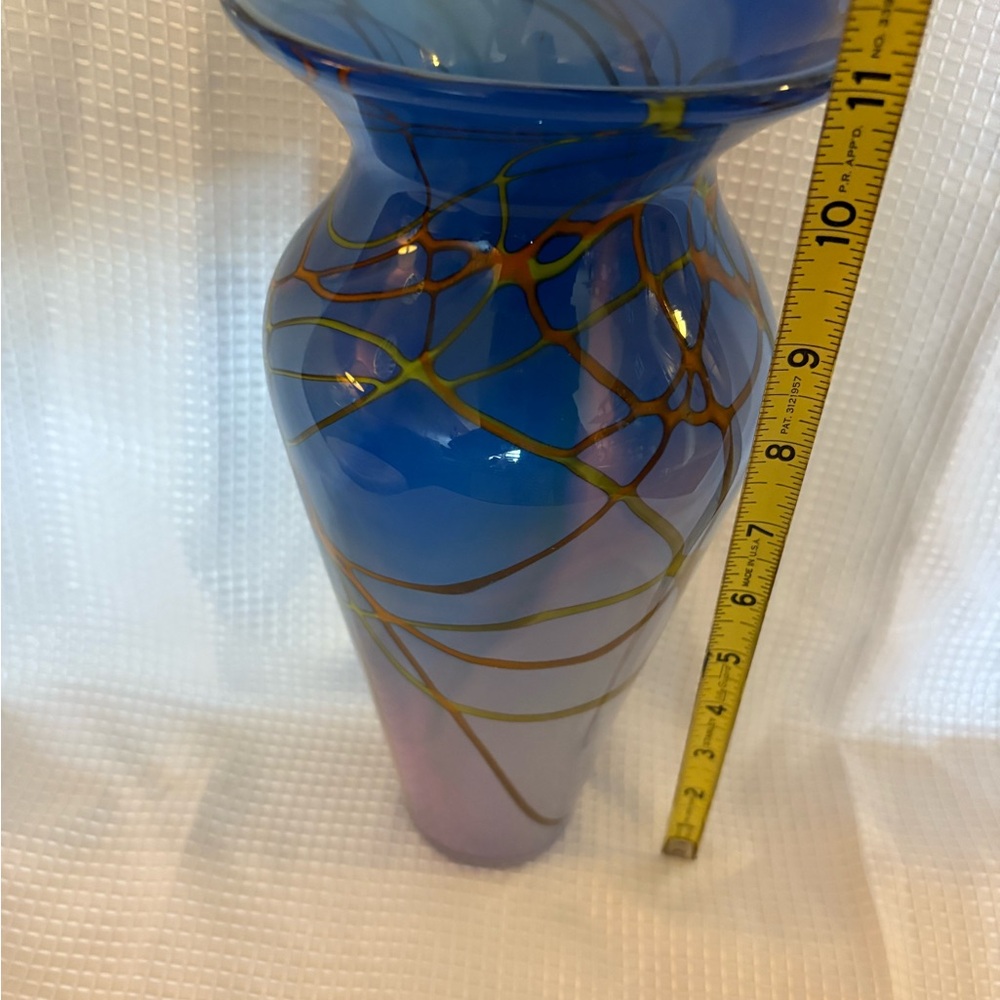 Scott Simmons Sunrise Glassworks Signed Hand-Blown Art Glass Vase 11” - Picture 12 of 15
